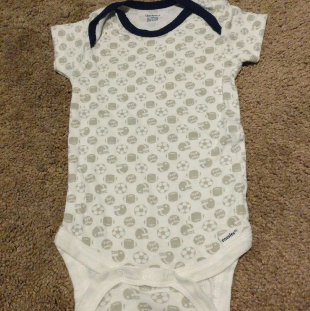 2 onesies, 2 bibs, 1 pair of shorts